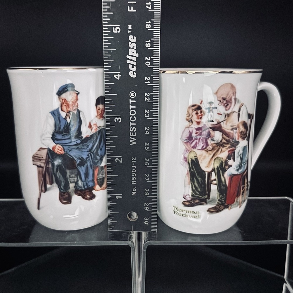 (2) Vintage Norman Rockwell Museum‎ Collectible Coffee Mugs Cups Gold Trim - Picture 7 of 8